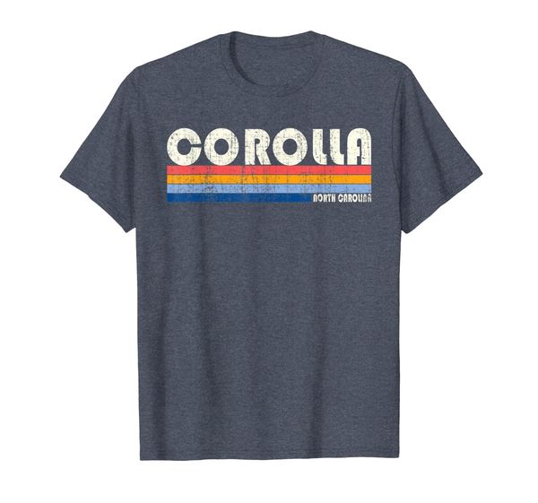 

vintage 70s 80s style corolla nc t-shirt, White;black