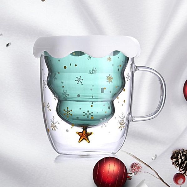 

mugs 2021 creative christmas mug high temperature glass cup tree star double-layer insulation gift