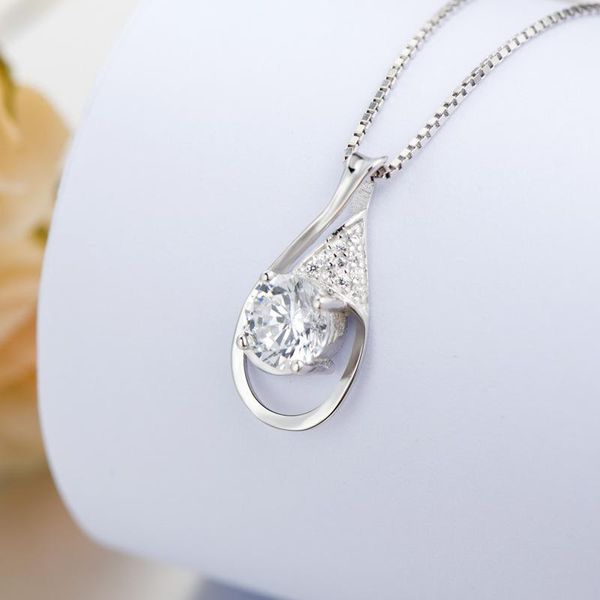 

pendant necklaces ufooro 2021 sterling silver s925 water drop angel tear inlaid zircon necklace for woman wedding gift