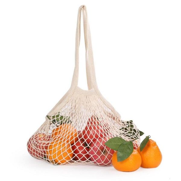 

cotton mesh net string shopping bag reusable foldable fruit storage handbag totes women grocery tote bags
