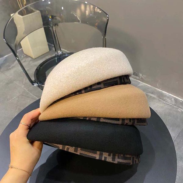 

trendy wool letter edge fashion versatile beret women's simple bud hat