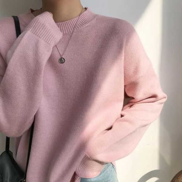 

autumn winter clothes harajuku style women sweaters korean fashion personality retro warm pink knitted sweater, White;black