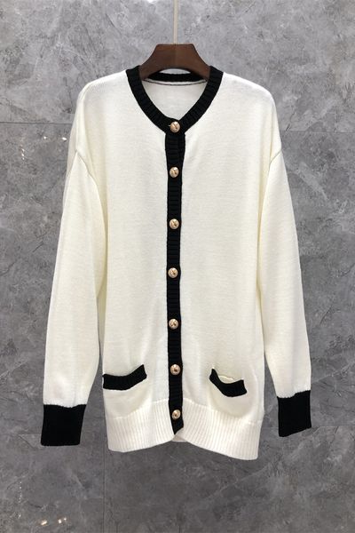 

temperament wild sweet knitted sweater womens clothing autumn european goods new mid-length cardigan coat 9q, White