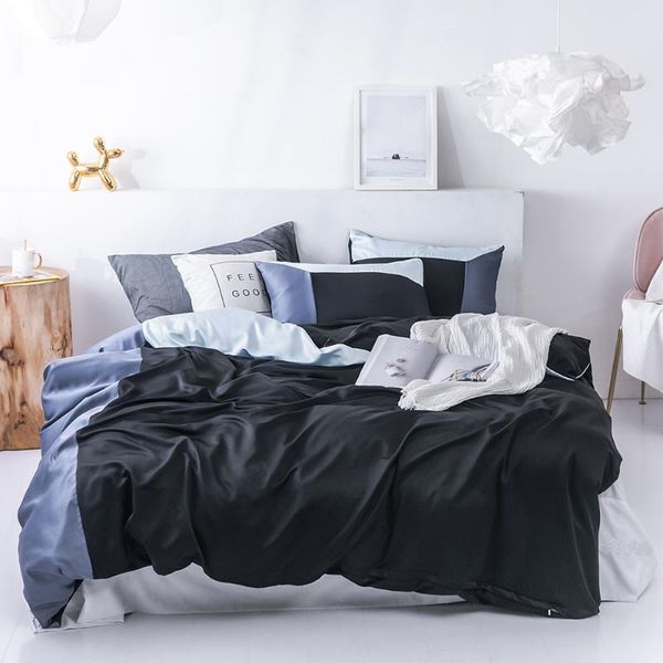 

comforter bedding sets home textile 2/3pcs color contrast duvet cover set pillowcase for king  size
