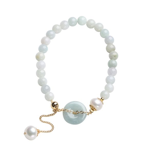 

luxury grade a emerald and natural pearls beaded 14k gold fill strands bracelet gift for women, Black