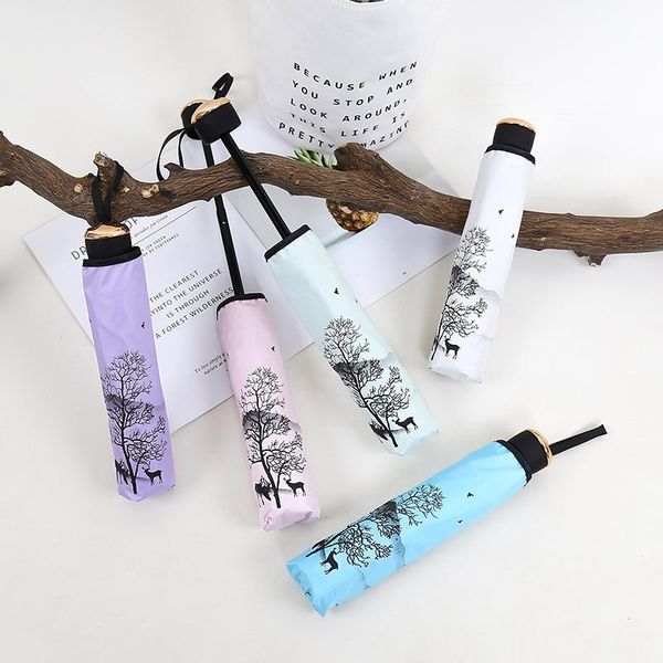 

umbrellas quality sun umbrella rain women fashion princess leaves chinese ink painting female parasol creative gift