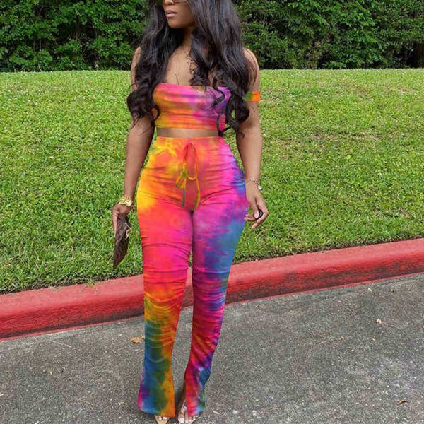 

women's two piece pants pants women tie dye galaxy sport tank bell bottom flare jogger tracksuit matching set o yfiu, White