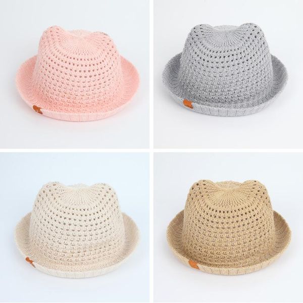 

caps & hats panama casual beach children's summer baby children bucket cap kids toddler boys girls sun hat hollow mesh, Yellow
