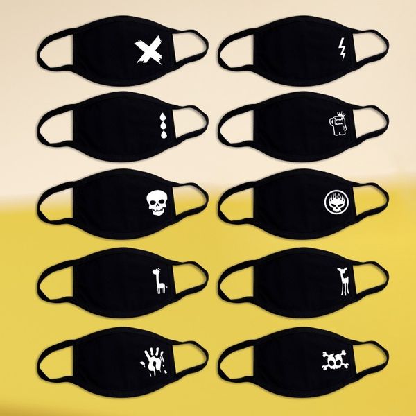 

black mesh red cloth mask men's printed cotton breathable women's korean fashion new summer riding dust-proof