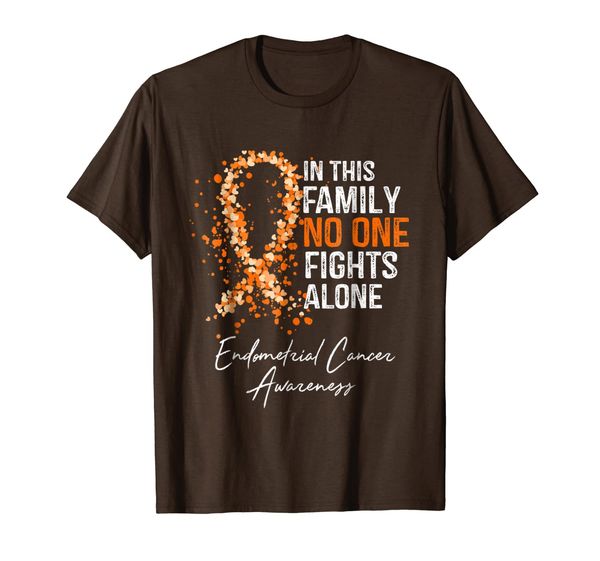 

in this family no one fights alone shirt endometrial cancer, White;black