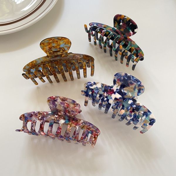 

length 9.7 cm large pattern multi color claw hair clamps european women acetic acid scrunchies hair clips female wash headdress ponytail hai, Slivery;golden