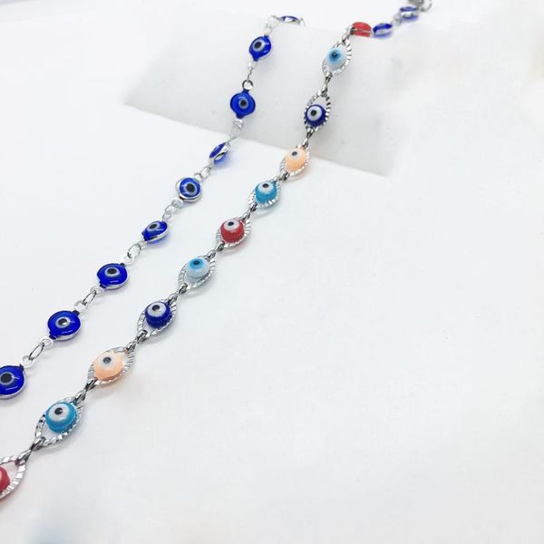 

chains 1m lucky evil eye stainless steel chain style for handmade diy men's bracelet femme necklace anklet jewelry wholesale items, Silver