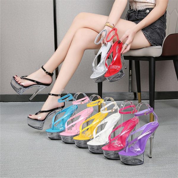 

sandals stripper heels party transparent for women flip flops stilettos female clear high platform shoes black red white