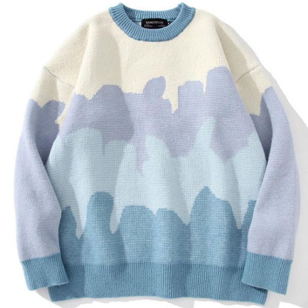 

men's sweaters 2021 harajuku sweater men winter vintage round neck loose pullover couples korean clothes hip hop retro knitted, White;black