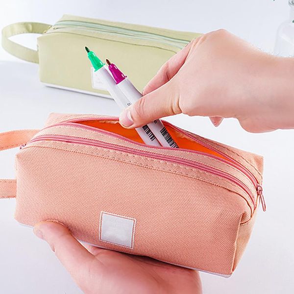 

pencil bags large capacity case canvas pen bag school box pencils pouch stationery student learning supplies