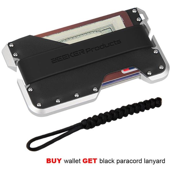 

card holders zeeker aluminum rfid & id small men wallets case fashion leather purse, Brown;gray