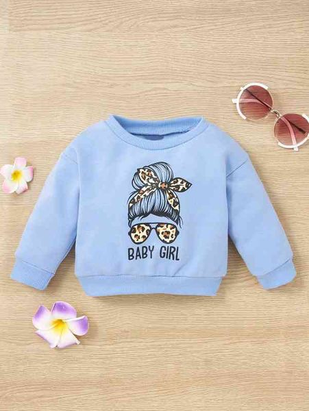 

baby figure and letter graphic sweatshirt she, Black