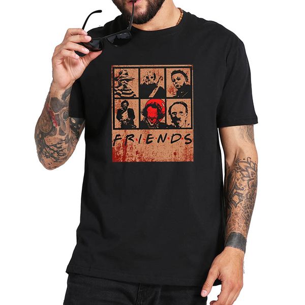 

ccccsporthorror friends halloween t shirts horror movies graphic tee 100% cotton breathable basic tee, Black;yellow