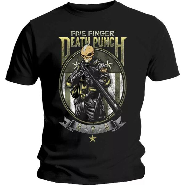 

five finger death punch sniper licensed men t-shirt, White;black