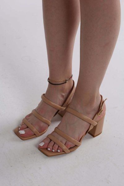 

sandals nude thick heel women, Black