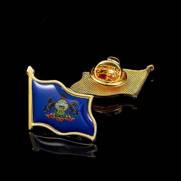 

30pcs usa state commonwealth of pennsylvania flag pin brooches craft for shirt bag cap coat lapel pin buckle badge