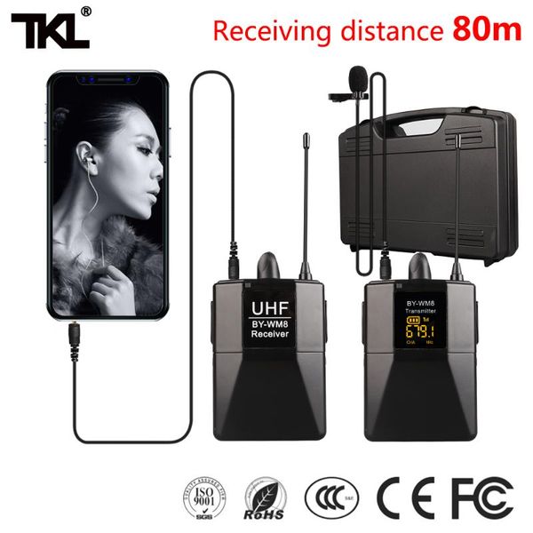 

wireless lavalier microphone with 80m range 30 selectable channels uhf micorphone for dslr camera phone live recording microphones
