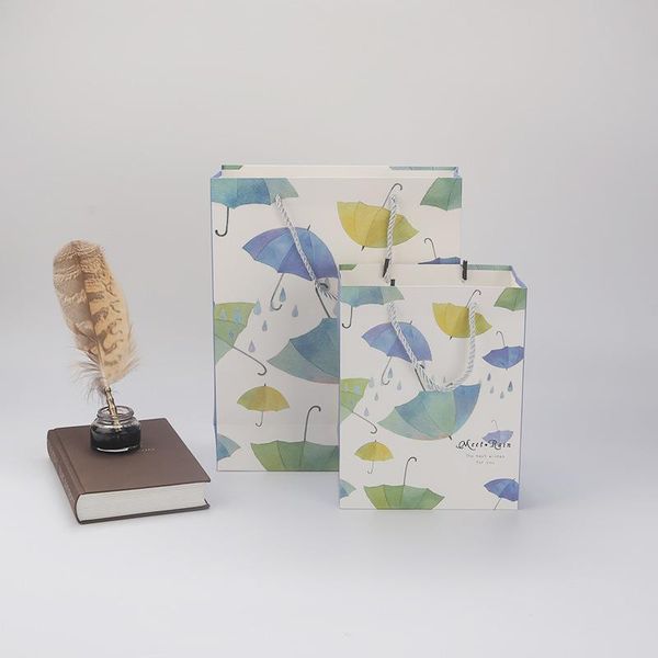 

gift wrap 12pcs blue umbrella paper bags ins wind bag clothing shopping