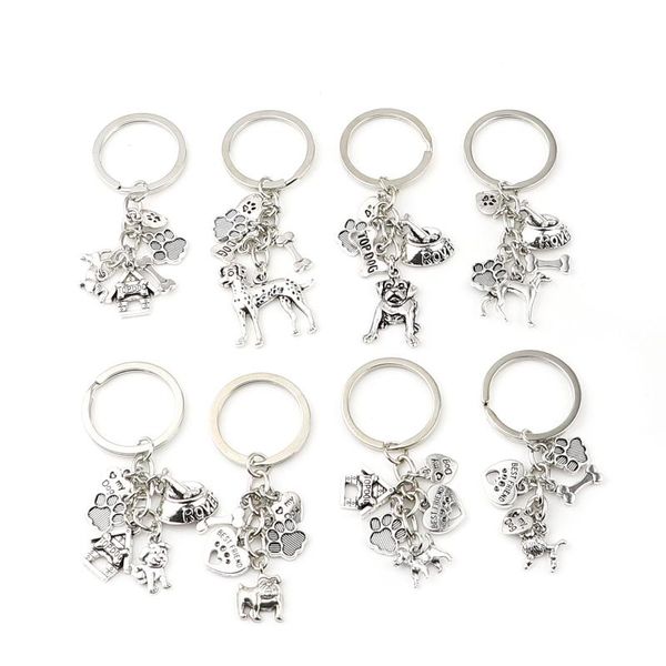 

keychains cute dog footprints keychain lovely cat friends heart-shaped pendant car jewelry, Silver