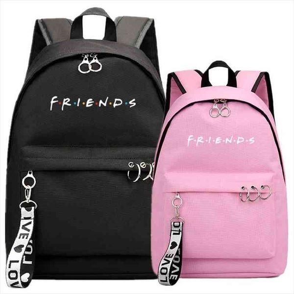 

friends fans backpack school book bags mochila travel bag lapribbon ring circle boy girls pink black