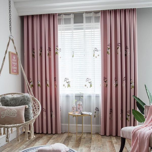 

curtain & drapes kids pink cartoon mouse embroidered for child bedroom blackout cortinas baby girl living room window