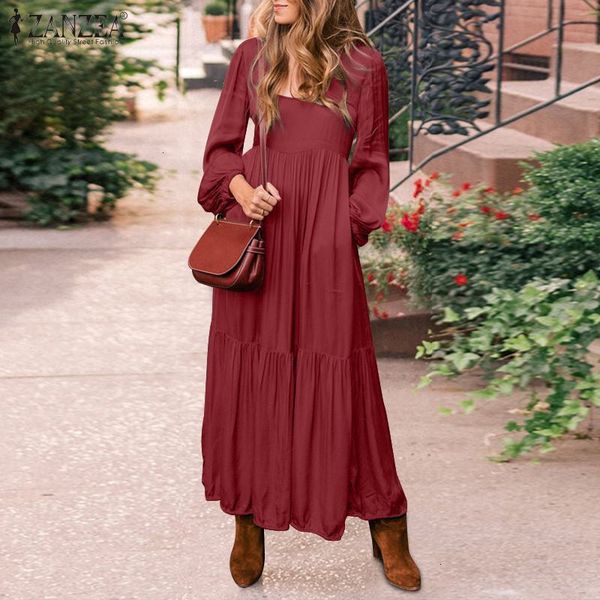 

casual dresses dresses vintage puff sleeve maxi dress women's square neck sundress spring solid long vestidos plus size robe xxjw, Black;gray