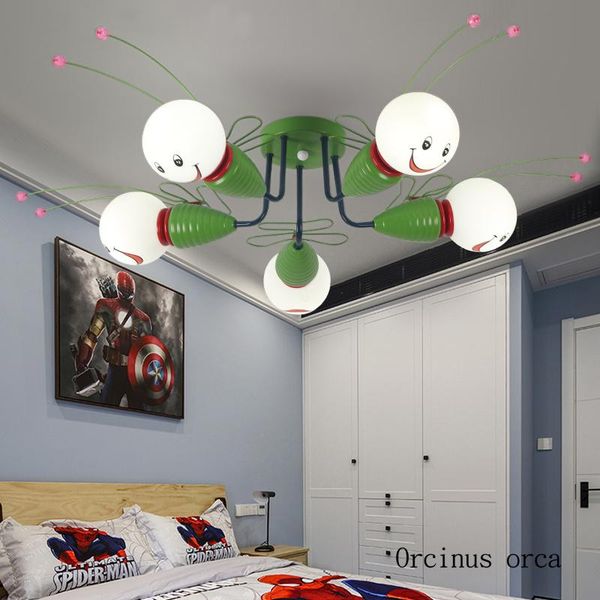 

ceiling lights cartoon creativity small bee lamp boy bedroom children room light modern simple led green insect