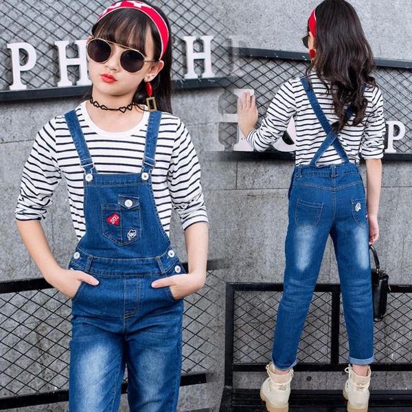 

fancy heart pattern overalls for teens fashion kids girls denim suspender trousers pants children jeans jumpsuit jumpsuits, Blue
