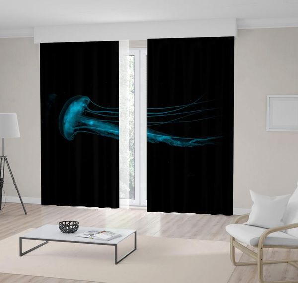 

curtain & drapes jellyfish underwater wildlife ocean creatures magical exotic nature aquatic po printed blue black
