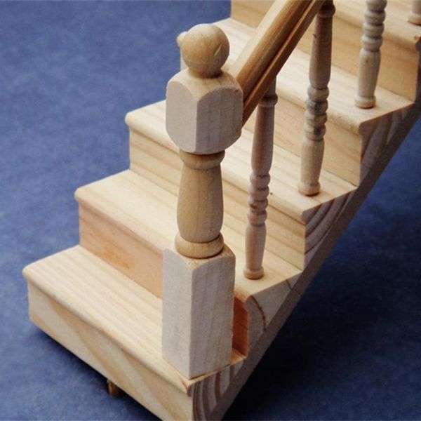 

doll house stair sturdy with handrail wood handmade staircase for home party favor
