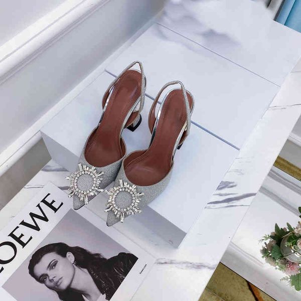 

slipper cinderellas glass sandal french design made in italy delicate sandals high-heeled shoes import silk with diamonds triangle pointed, Black