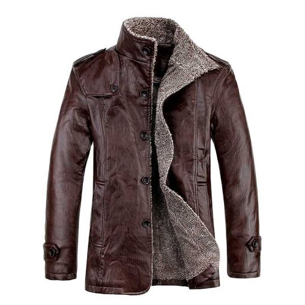 Мужские кожаные куртки классический мотоцикл велосипед ковбой PU куртка мужской бархат повседневная пальто теплый бренд одежда плюс размер 8xL 211101