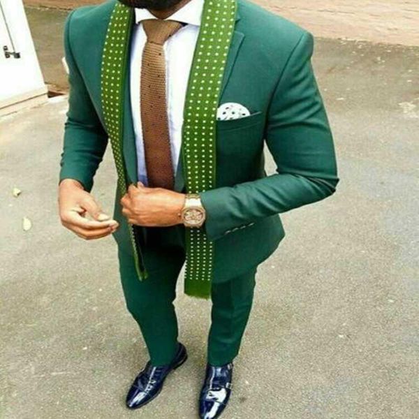 

men's suits & blazers 2021 formal party slim fit green for men man 2 piece polyester+cotton wedding groom tuxedos, White;black