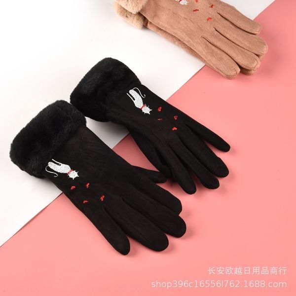 

TYX winter gloves men' and thermal vehicle electric vehiclewomen' thickening mittens warm plush fingerless gloves lovely cold riding sued, Blue;gray