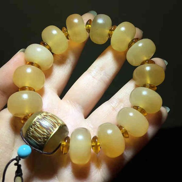 

chinese style products natural tibetan laoyangjiao abacus beads buddha hand string diy with golden bamboo inlaid yangjiao bucket