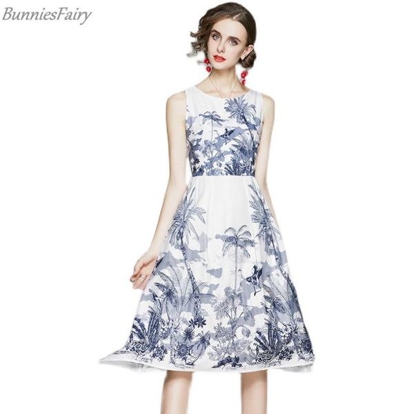

casual dresses bunniesfairy 2021 summer women elegant vintage retro ink painting flower floral print high waist tank dress sleeveless vestid, Black;gray
