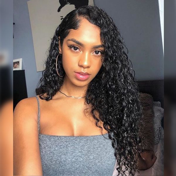 

lx brand water wave lace frontal natural fake hair light brown lace front wig high temperature fiber black curly wig for womenfactory direct