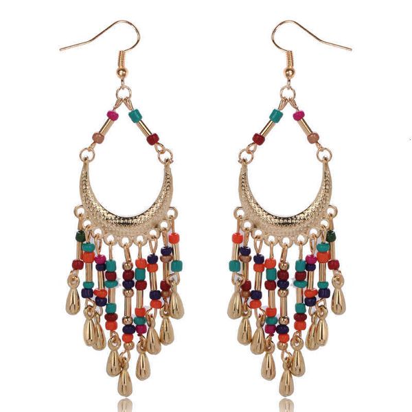 

earring dign women's bead tassel earrings, Golden