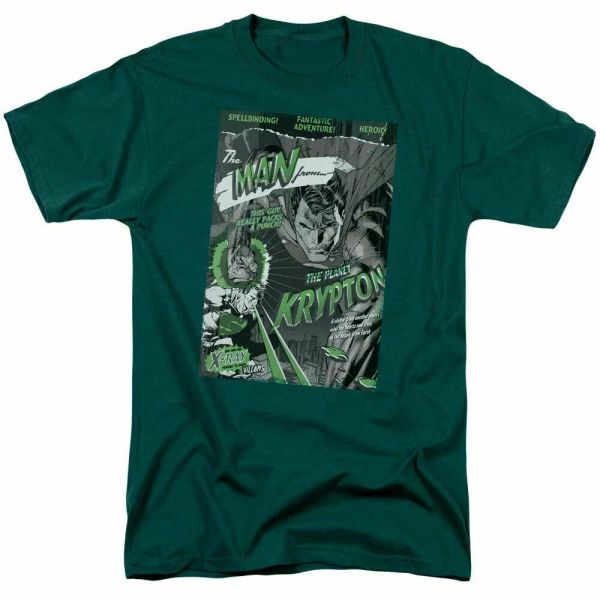 

superman the man from krypton t shirt mens licensed dc comics tee hunter green, White;black