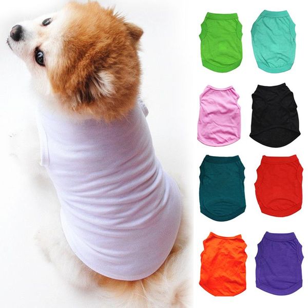 

dog apparel solid color shirt clothes breathable summer pet dogs t-shirt cute puppy vest for small medium xs-l