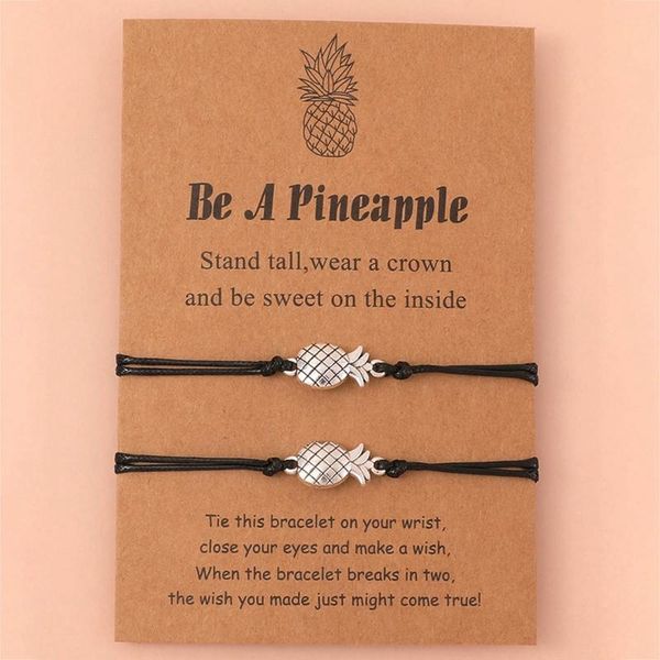 

charm bracelets 2pcs/set tiny pineapple for women men ananas pulseras tropical jewelry bridesmaid gift, Golden;silver
