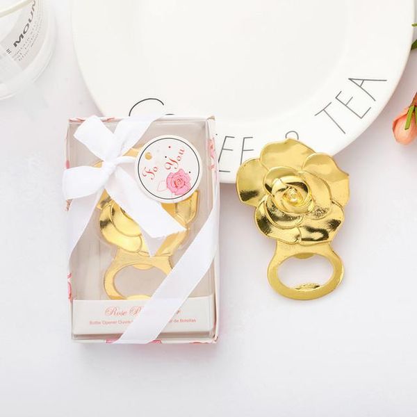 

30pcs/lot wedding favors party supplies golden rose bottle openers favor