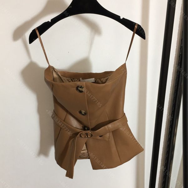 

women leather camisoles belt waist tube leather letter logo cd brand womens designer clothes wholesale cd1, Black;white