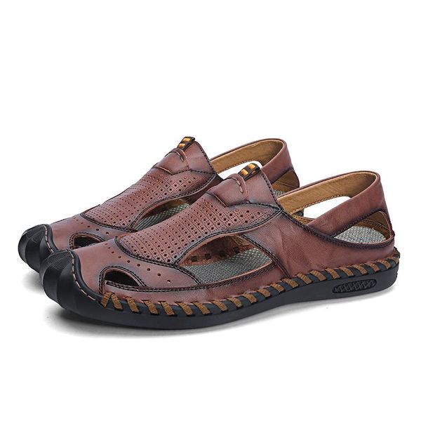 

sandals sport couro outdoor 2021 big sandale transpirables herren sandles sandales man vietnam men roman playa sandalet hombre verano, Black
