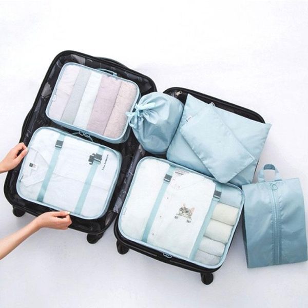 

duffel bags oxford cloth travel storage bag for clothes bra underwear shoes organizer 6 pieces set large capacity luggage sorting